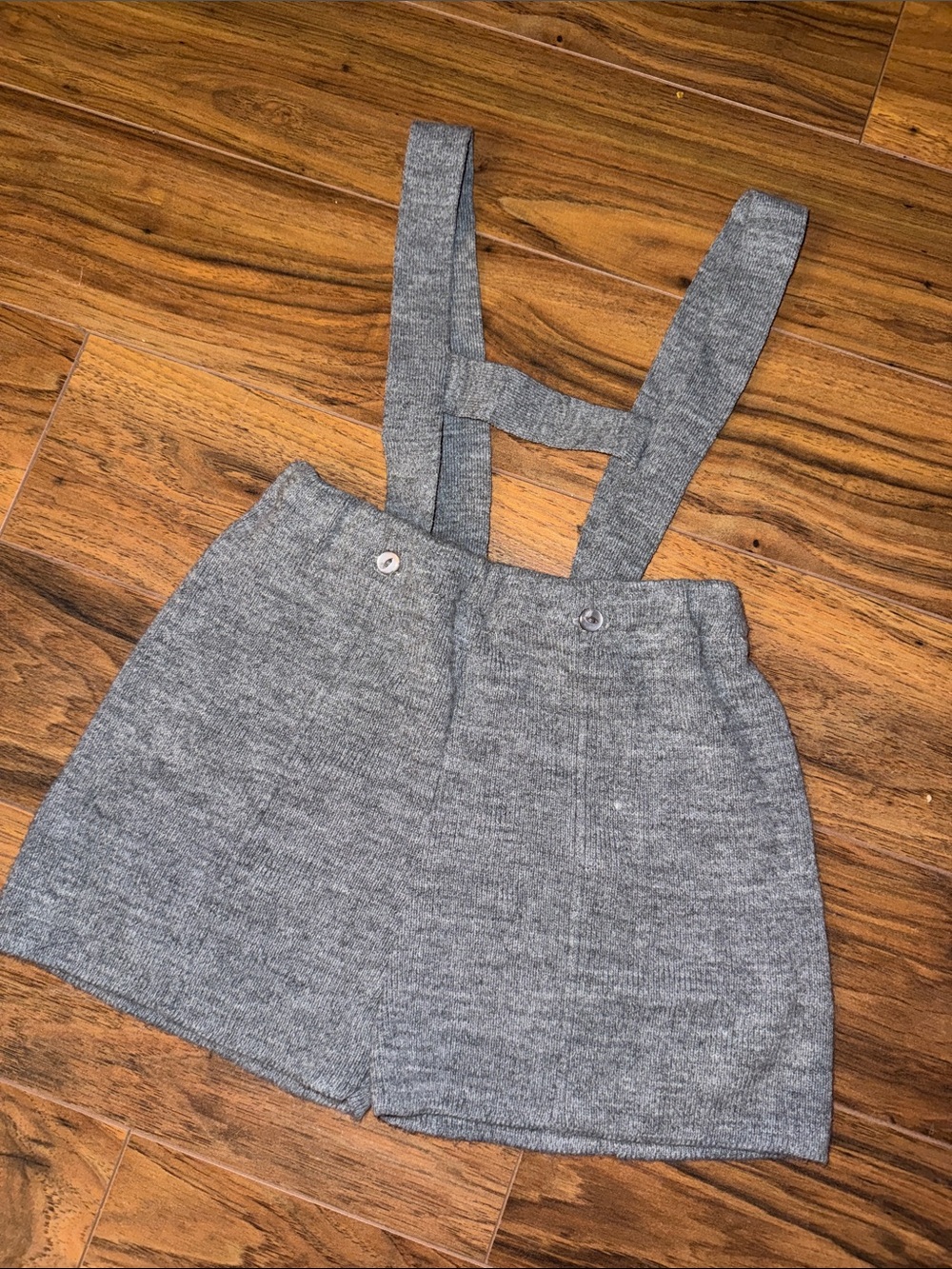 2T vintage 60-70s overalls Gray Knit Suspender boys mini knit Shorts